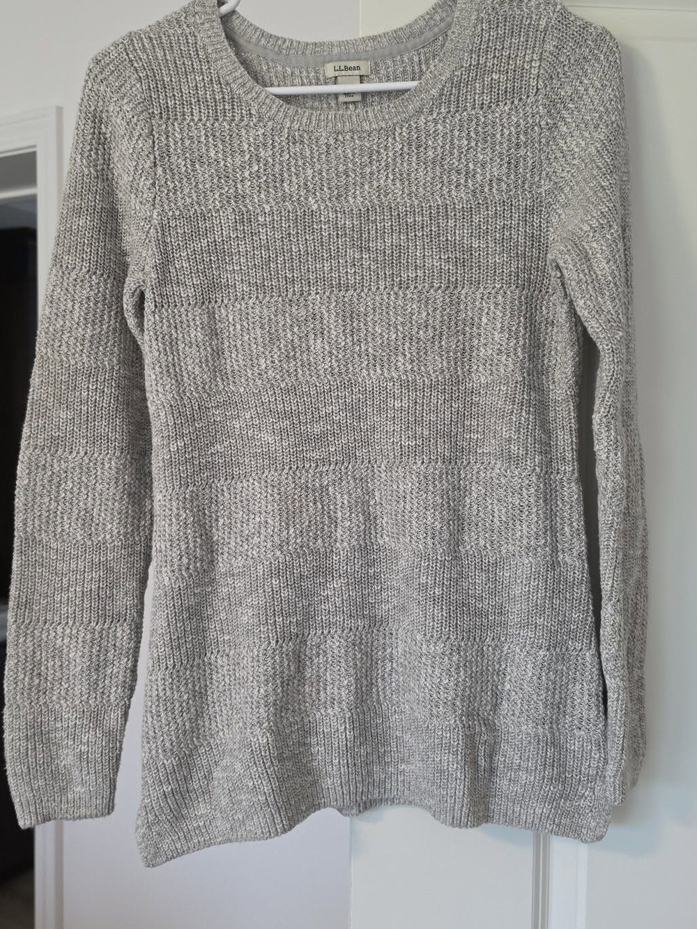 L.L. Bean Light Gray Crewneck Knit Sweater
